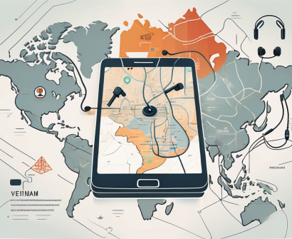 A symbolic key unlocking a map of vietnam