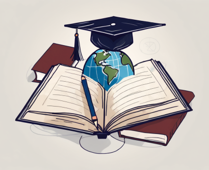 A globe with graduation cap and a diary
