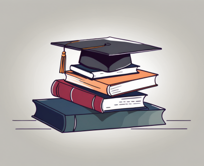 A graduation cap resting on top of a stack of books