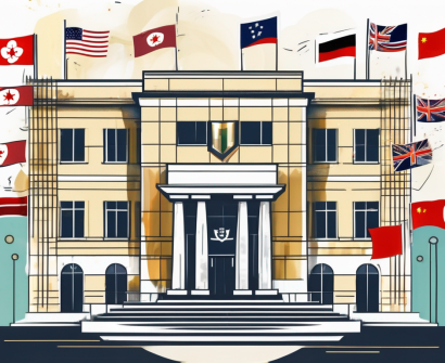 The harrow international school hong kong building surrounded by symbols of excellence like a golden trophy