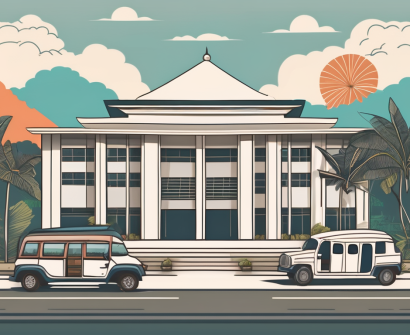 An international school building in thailand surrounded by cultural symbols like temples