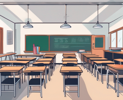 A vibrant classroom setting in malaysia with english textbooks on the desks