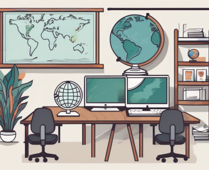 A classroom setting with various cultural symbols from singapore