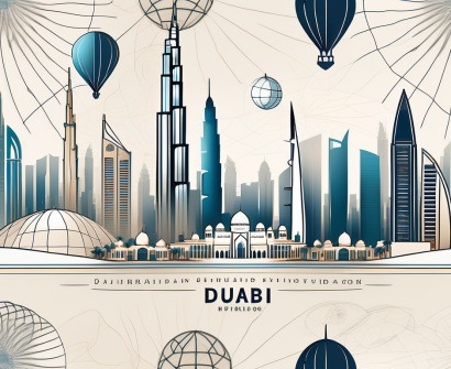 The dubai skyline with a few prominent landmarks