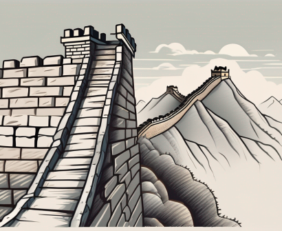 A ladder leaning against the great wall of china