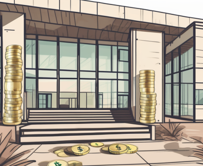 An international school building in saudi arabia with a symbolic representation of currency