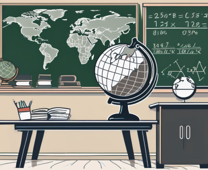 A classroom setting with an apple on a desk
