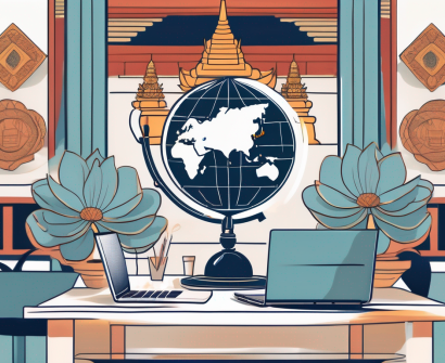 A classroom setting with a globe on the desk