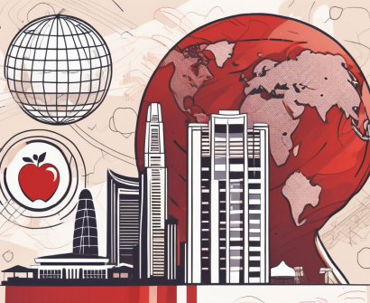 A diverse array of symbolic elements representing teaching and singaporean culture