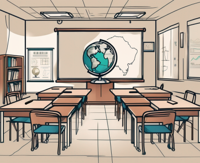 A classroom setting in hong kong with various teaching tools such as a globe
