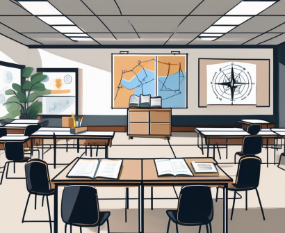 A classroom setting in malaysia with esl (english as a second language) textbooks on the desks