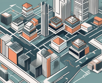A bustling bangkok cityscape with symbolic barriers like a maze or hurdles