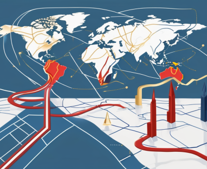 A global map with different pathways marked