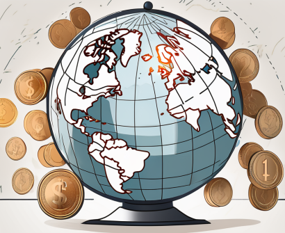 A globe with various international schools marked on it