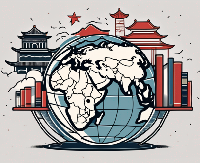 A globe with symbolic elements of china