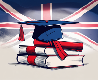 A classroom setting with a graduation cap and diploma on the teacher's desk