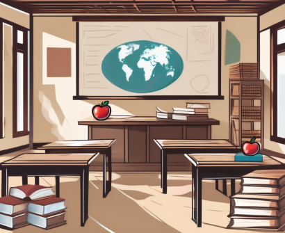 A classroom setting with thai cultural elements