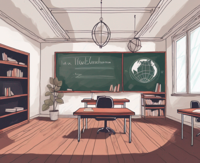 A classroom setting featuring iconic hungarian elements like the hungarian parliament building and the chain bridge