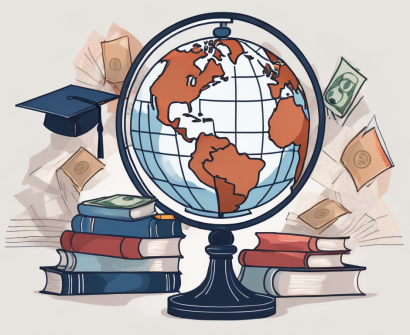 A globe with various international currencies symbolizing the salary
