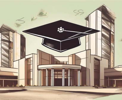 The gems international school building in saudi arabia with a symbolic representation of a teacher's cap and diploma