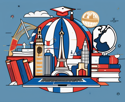 A globe with various iconic landmarks from different countries