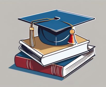 A graduation cap sitting atop a stack of textbooks