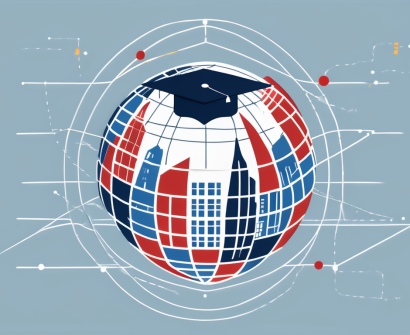 A globe with various international school buildings and a graduation cap symbolizing the ipgce