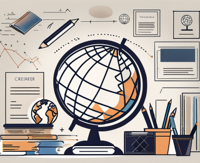 A teacher's desk with various teaching materials