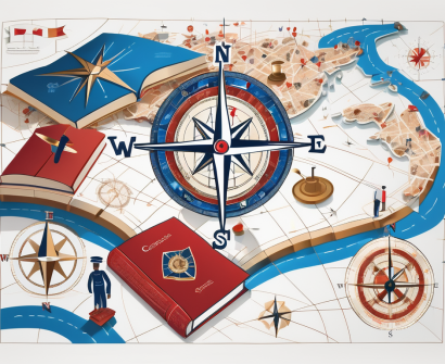 A compass superimposed on a stylised map of the uk