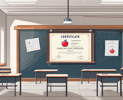 A traditional uk classroom setting with a chalkboard
