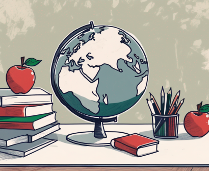 An italian classroom setting with a globe