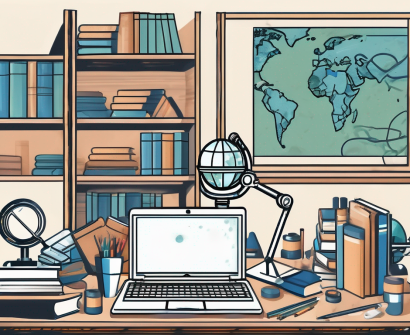 A classroom setting with diverse educational tools such as books