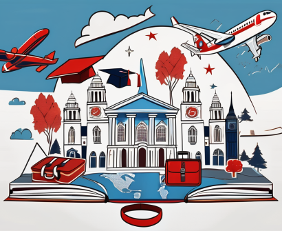 A uk map dotted with education-related symbols like books