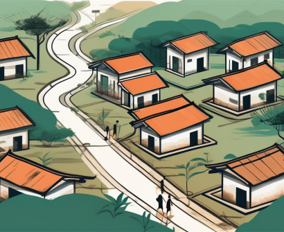 A rural vietnamese landscape with broken down school buildings