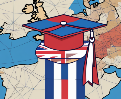 A graduation cap and diploma resting on top of a map of the uk