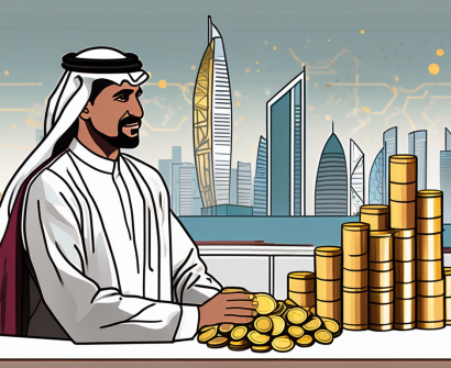 A classroom setting with a view of qatar's skyline in the background