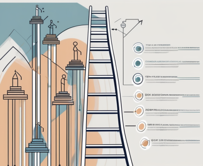A symbolic ladder leaning against an abstract representation of thailand
