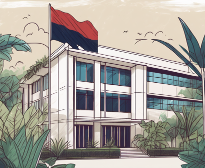 An international school building in jakarta with a few flags from different countries