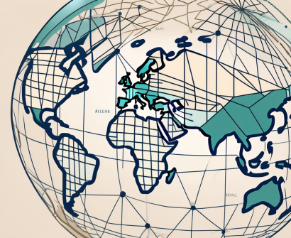 A globe with various international landmarks
