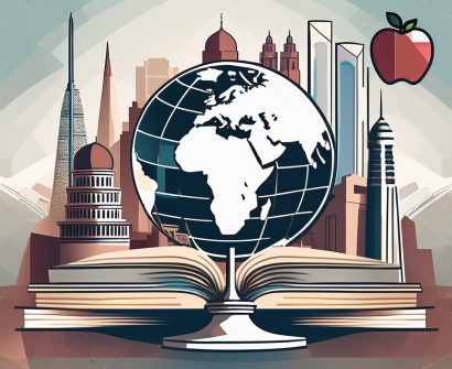 A diverse array of iconic teaching tools such as a globe