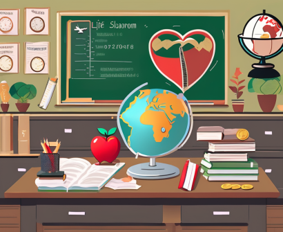 A classroom scene in singapore with a teacher's desk