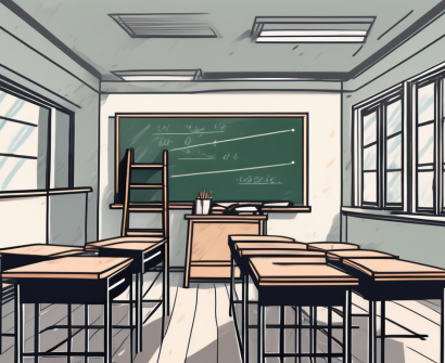 A classroom setting in vietnam with a chalkboard