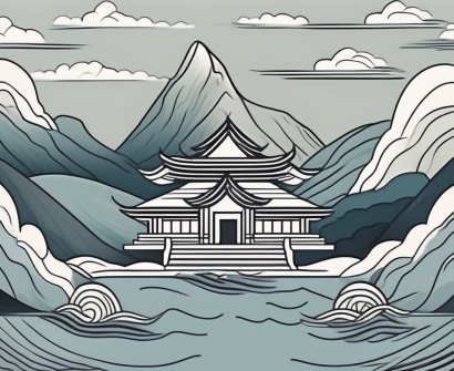 A classroom setting with traditional thai elements and symbolic representations of teaching challenges such as a stormy cloud