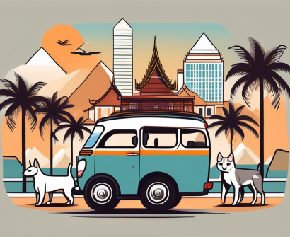 A variety of pets in travel carriers