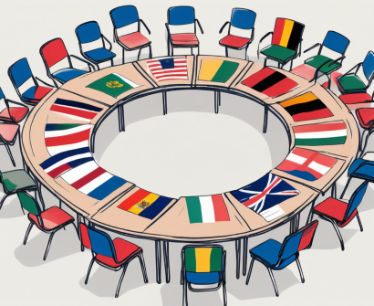 A diverse array of school desks and chairs arranged in a circular formation