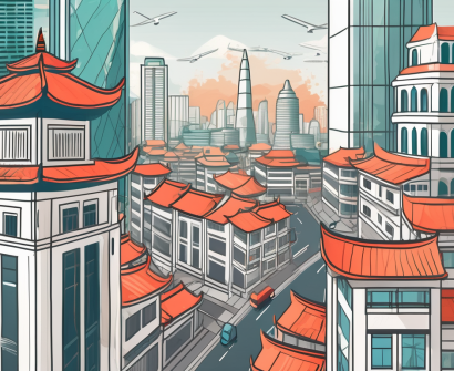 A cityscape featuring iconic landmarks from the top five high-paying cities for global educators