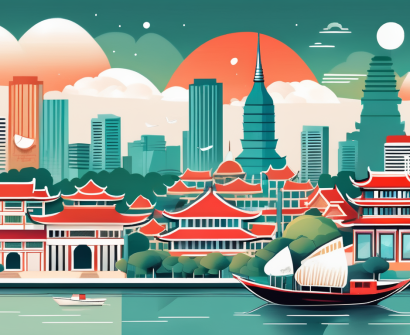 A vibrant vietnamese cityscape with notable landmarks