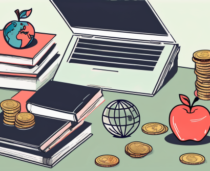 A teacher's desk with a stack of books