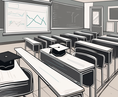 A classroom setting with highlighted chalkboards