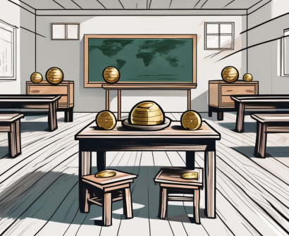A traditional vietnamese classroom setting with a chalkboard